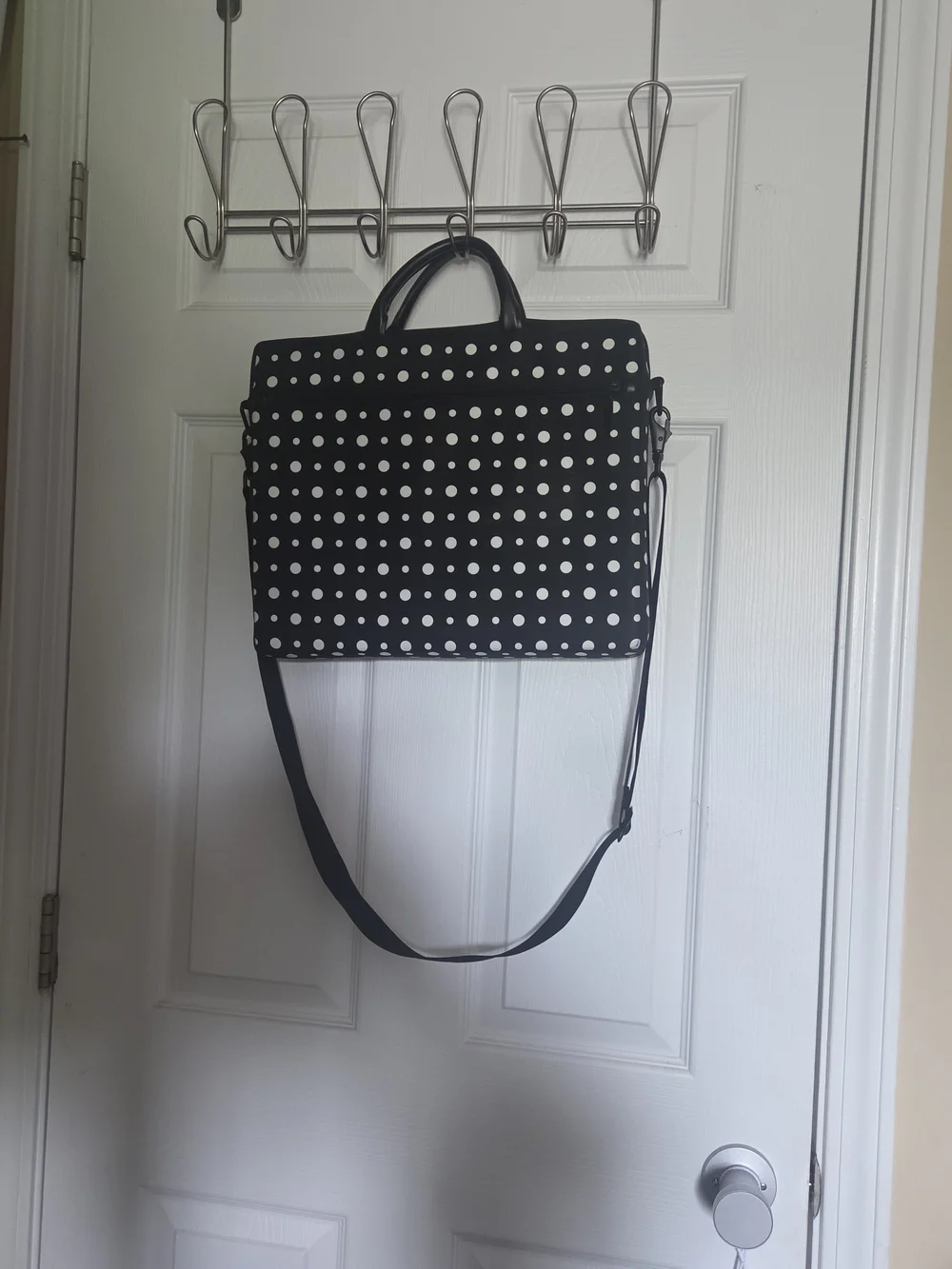 Polka Dot Black & White Laptop Messenger Bag